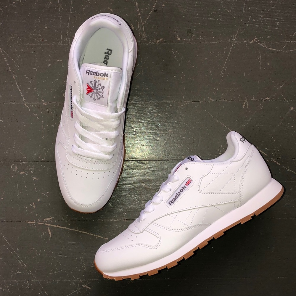 Reebok White/Gum Classic Leather Sneakers - Picture 2 of 7